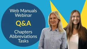 Linnea & Louise Q&A webinar about web manuals tasks abbreviations and chapters
