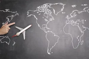 toy airplane over worldmap used in some flight schools